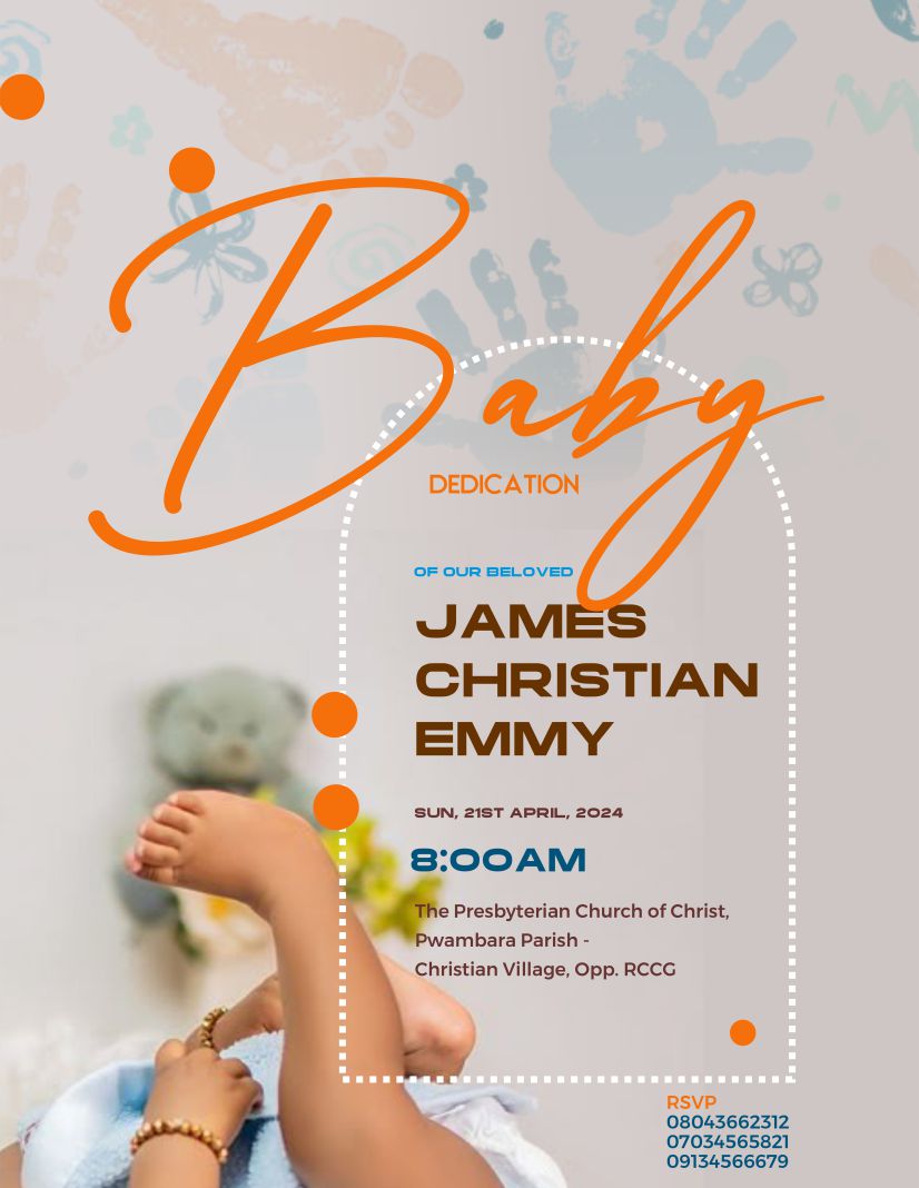 Baby Dedication Invitation Card design by Joemetry