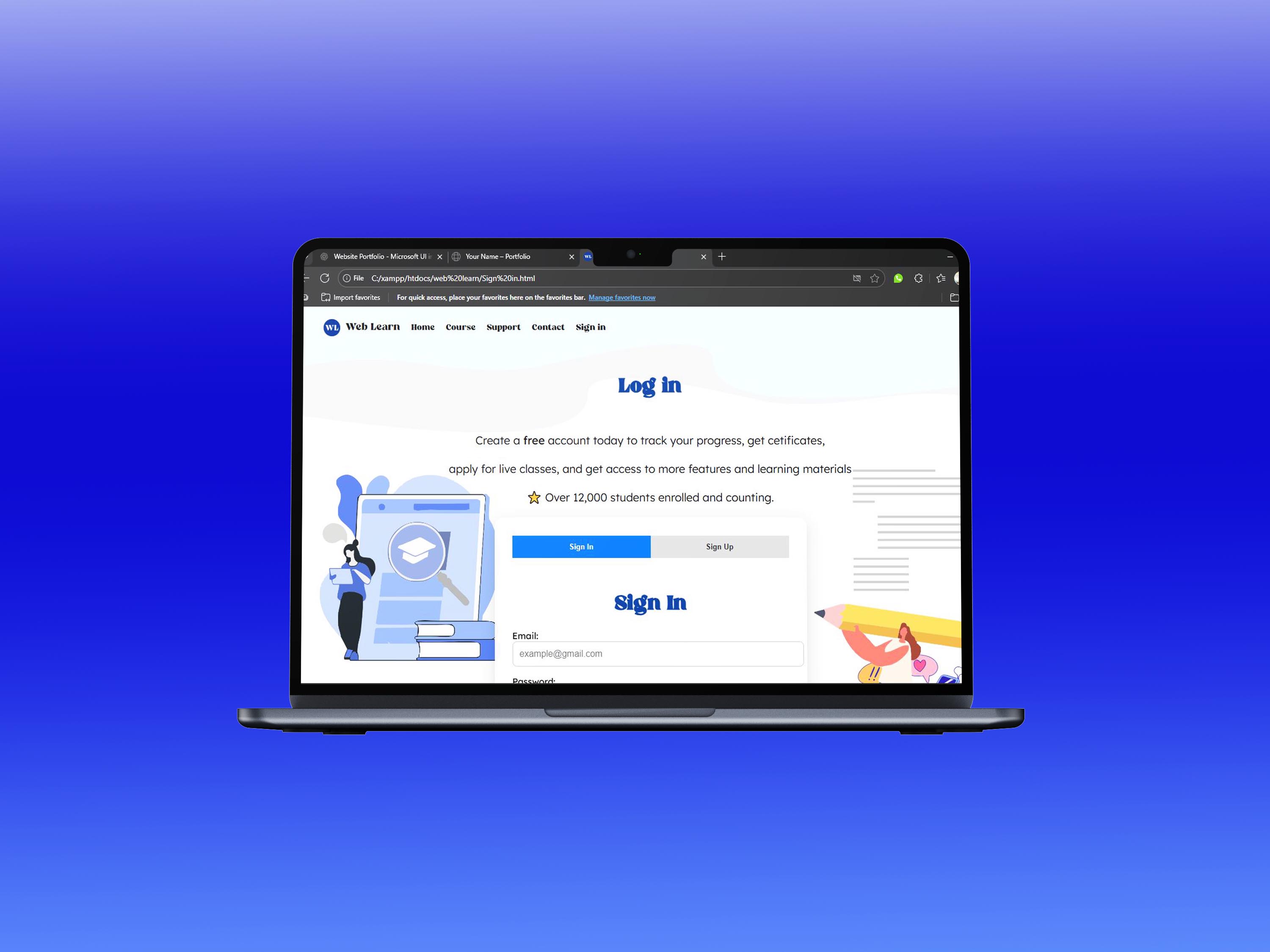 Responsive web design project with modern UI interface